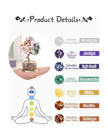 Árbol de Chakra de Cristales PESOENTH 14 cm Decoración Feng Shui