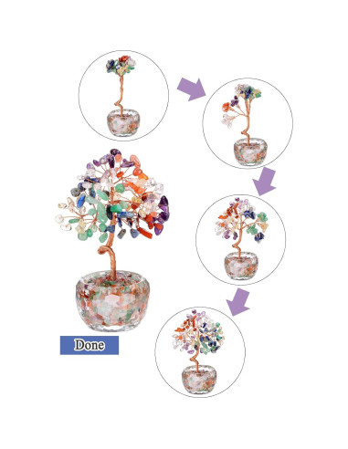 Árbol de Chakra de Cristales PESOENTH 14 cm Decoración Feng Shui