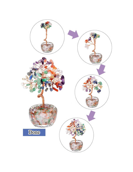 Árbol de Chakra de Cristales PESOENTH 14 cm Decoración Feng Shui