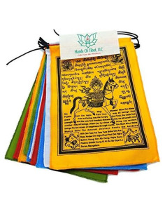 Bandera de Oración Caballo del Viento Manos de Tíbet 15x20 cm