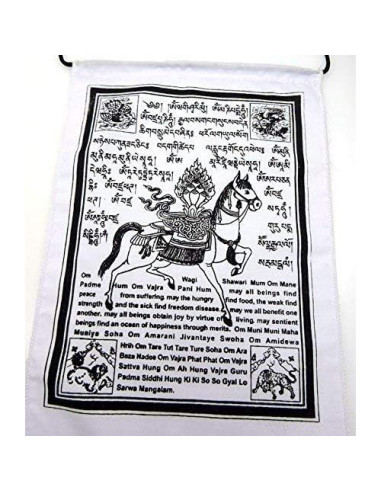 Bandera de Oración Caballo del Viento Manos de Tíbet 15x20 cm