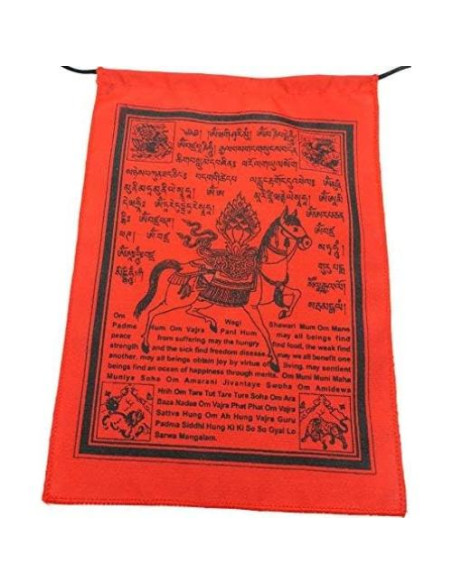 Bandera de Oración Caballo del Viento Manos de Tíbet 15x20 cm