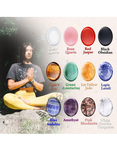 12 Piezas Piedras de Preocupación BBTO para Ansiedad Cristal