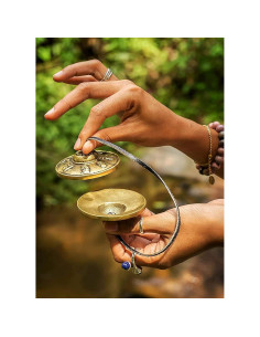 Campana Tingsha Budista QT Hecha a Mano 8.89cm Marrón 2