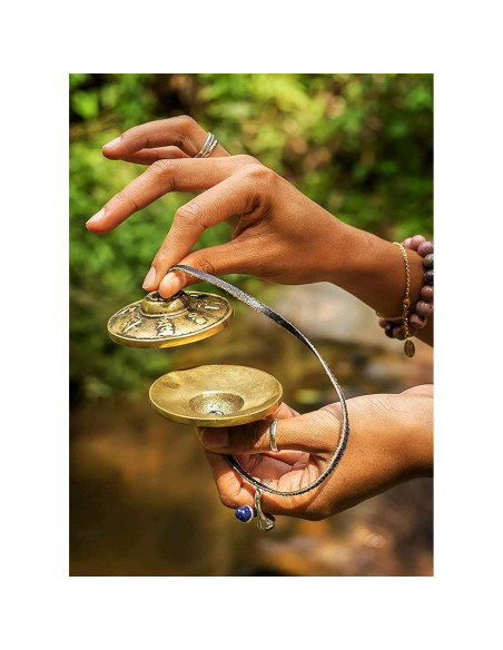 Campana Tingsha Budista QT Hecha a Mano 8.89cm Marrón