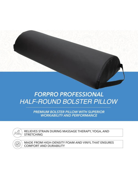 Almohada de Masaje Jumbo ForPro Negra 66x23 cm Resistente al Aceite