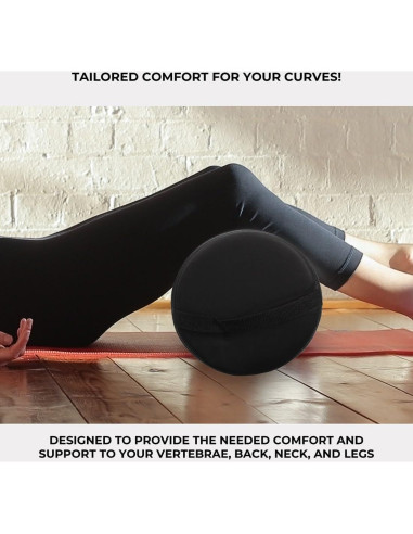 Almohada Bolster Jumbo ForPro Negra 23 cm R x 66 cm L para Yoga