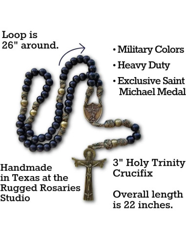 Rosario de Paracord Militar Rugged Rosaries 53 cm Hecho a Mano