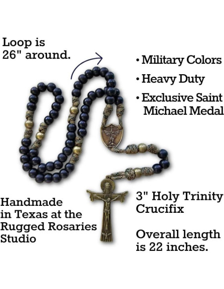 Rosario de Paracord Militar Rugged Rosaries 53 cm Hecho a Mano
