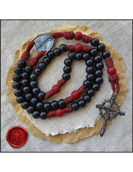 Rosario Católico Hecho a Mano Rugged Rosaries - Paracord Rojo