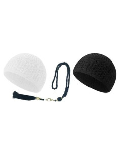 Gorra Kufi Algodón Namaz Unisex + Tasbih 100 Cuentas