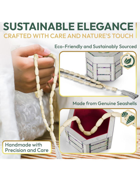 Tasbih de Madreperla Premium Genérico 33 Cuentas para Dhikr