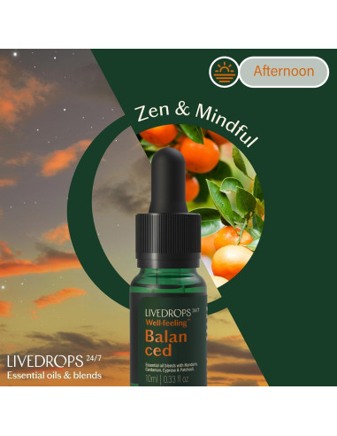 Aceite Esencial Balanceado Livedrops 10ml - Mandarina, Cardamomo, Ciprés, Pachulí