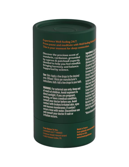 Aceite Esencial Balanceado Livedrops 10ml - Mandarina, Cardamomo, Ciprés, Pachulí