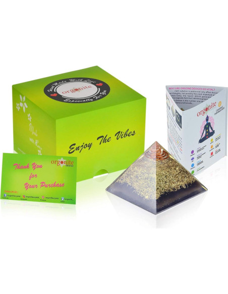 Pirámide de Orgonita con Cristal de Tourmalina Negra - 14.3cm