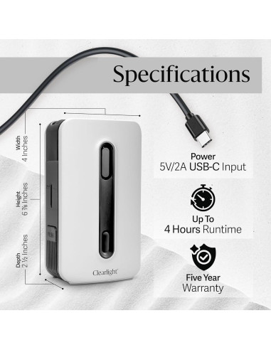 Difusor de Aceites Esenciales Clearlight Portátil 4 Horas