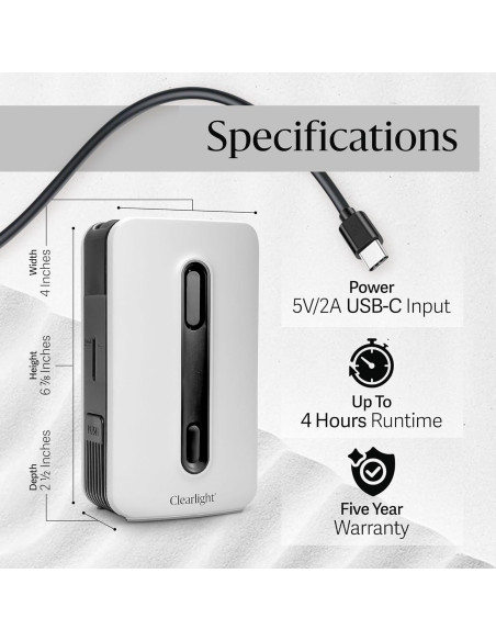 Difusor de Aceites Esenciales Clearlight Portátil 4 Horas