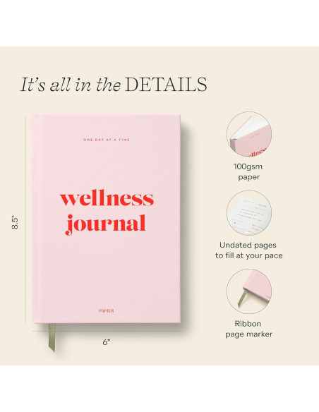 Diario de Bienestar Papier Rosa Bebé 21.5x15.3 cm Tapa Dura