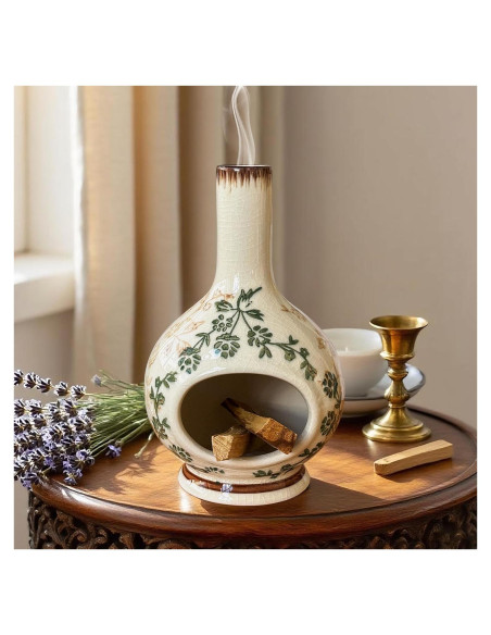 Soporte de Incienso Cerámica RGBDOT Chimenea Verde Beige