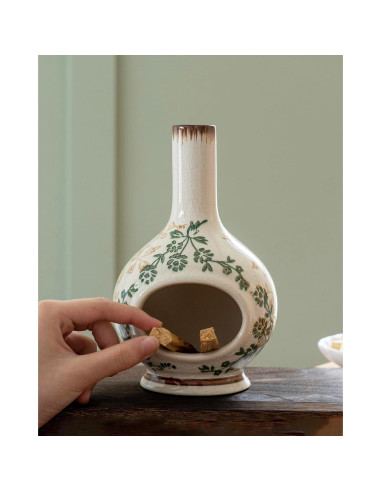 Soporte de Incienso Cerámica RGBDOT Chimenea Verde Beige