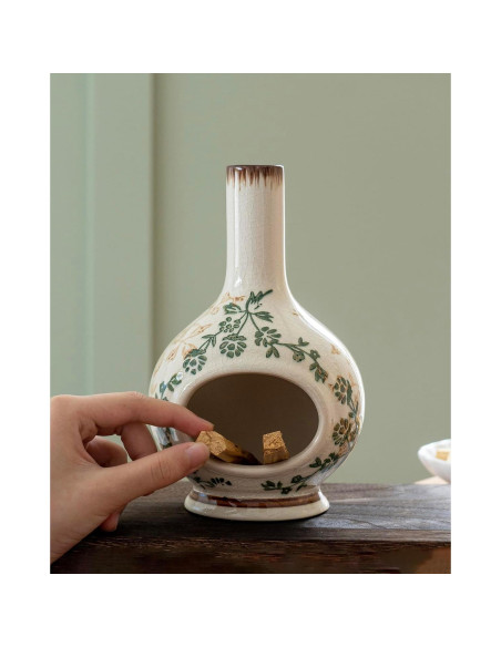 Soporte de Incienso Cerámica RGBDOT Chimenea Verde Beige