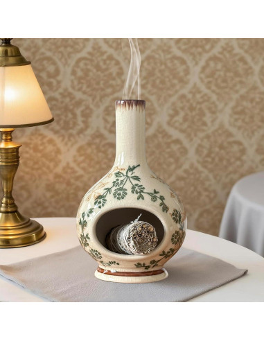 Soporte de Incienso Cerámica RGBDOT Chimenea Verde Beige
