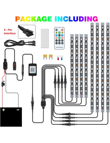 Kit de Iluminación LED Underglow SUZCO 8 Tiras Neón 12V