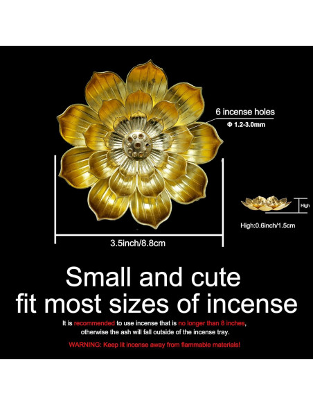 Soporte de Incienso Dorado HIPASLO Loto Desmontable 8.89cm