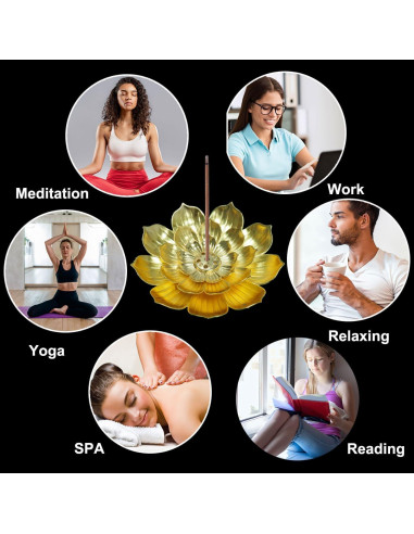 Soporte de Incienso Dorado HIPASLO Loto Desmontable 8.89cm