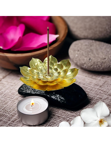 Soporte de Incienso Dorado HIPASLO Loto Desmontable 8.89cm