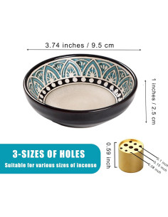 Soporte de Incienso de Cerámica PDDYIER Redondo 9.5cm 2