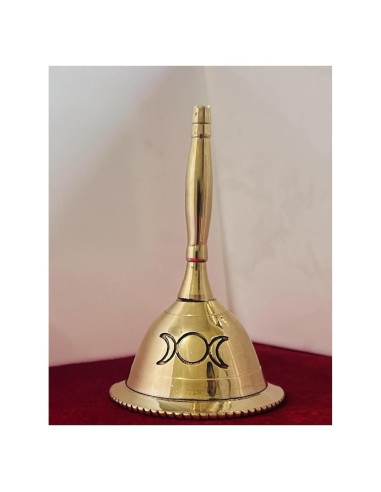 Campana de Mano de Bronce Indian Consigners 7.62 cm Oro Triple Luna