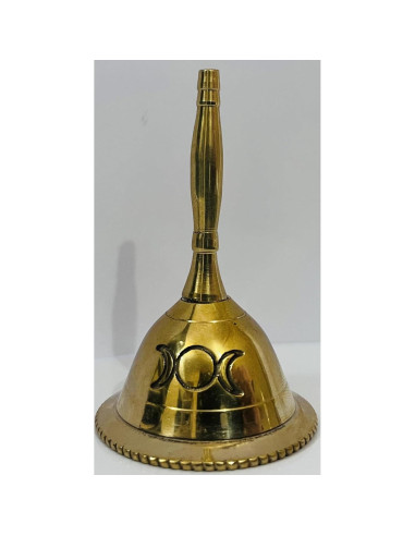 Campana de Mano de Bronce Indian Consigners 7.62 cm Oro Triple Luna