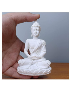 Estatua de Buda Meditando HYFAN 10.9 cm Blanco Artesanía