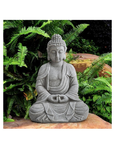 Estatua de Buda Sunjoy 50.8 cm de Arcilla Antiguo para Jardín