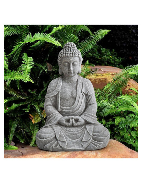 Estatua de Buda Sunjoy 50.8 cm de Arcilla Antiguo para Jardín