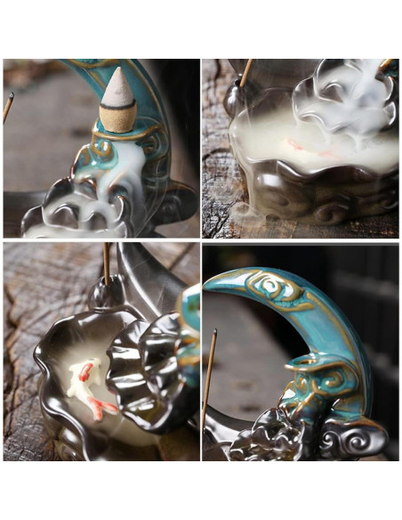 Soporte de Incienso Cerámica Direkame Luna con 30 Conos y Varitas