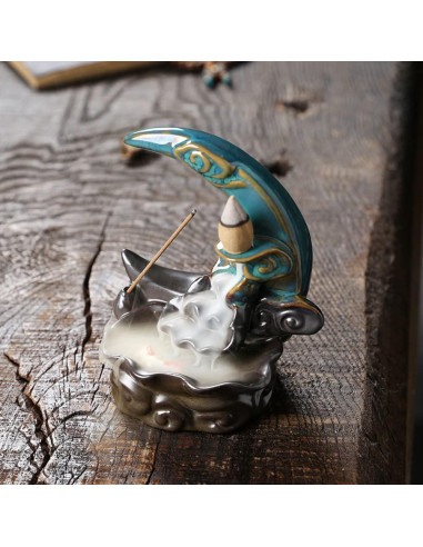 Soporte de Incienso Cerámica Direkame Luna con 30 Conos y Varitas