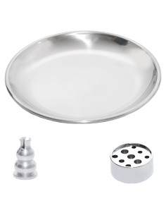 Set de quemador de incienso Pocoxll 3 en 1 metal plateado