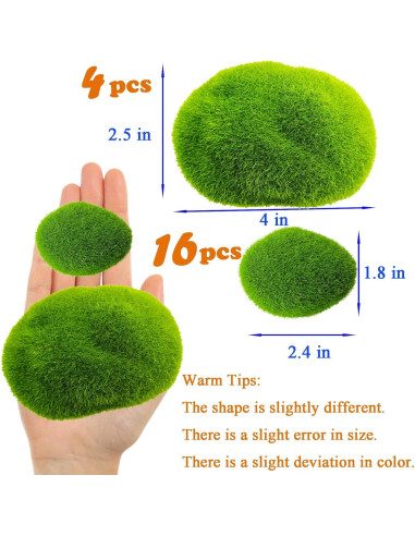 Rocas de Musgo Artificial AncBace 20 Piezas Decoración Verde