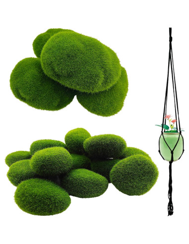Rocas de Musgo Artificial AncBace 20 Piezas Decoración Verde