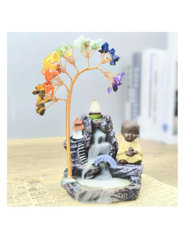 Soporte de Incienso de Buda y Árbol de la Vida 7 Chakras LWDUDE