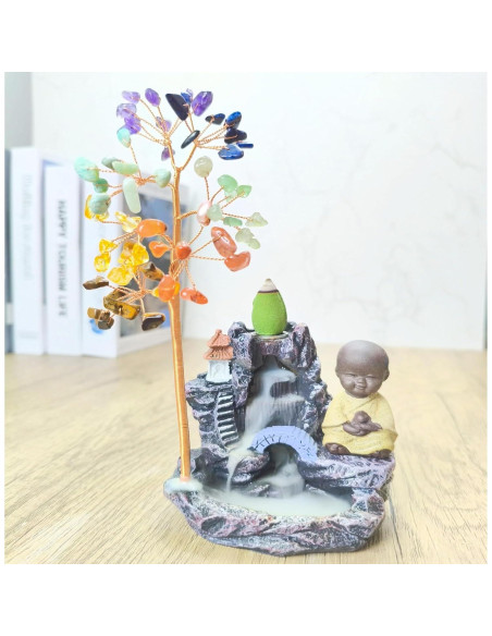 Soporte de Incienso de Buda y Árbol de la Vida 7 Chakras LWDUDE