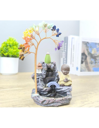 Soporte de Incienso de Buda y Árbol de la Vida 7 Chakras LWDUDE