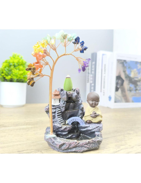 Soporte de Incienso de Buda y Árbol de la Vida 7 Chakras LWDUDE