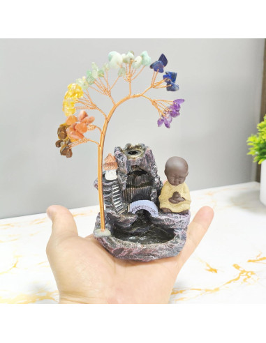 Soporte de Incienso de Buda y Árbol de la Vida 7 Chakras LWDUDE