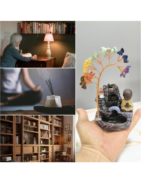 Soporte de Incienso de Buda y Árbol de la Vida 7 Chakras LWDUDE