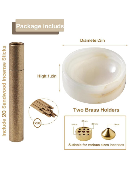 Porta Incienso de Mármol PHINILUX Ónix Perlado 7.6x7.6 cm