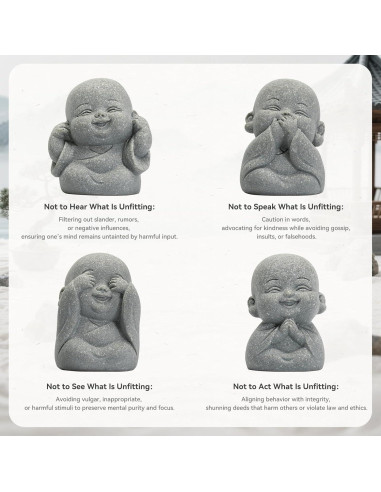 Estatuas de Buda Risueño 4 Piezas Feng Shui ARBTOTCE