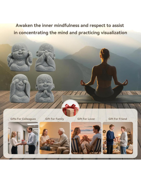 Estatuas de Buda Risueño 4 Piezas Feng Shui ARBTOTCE